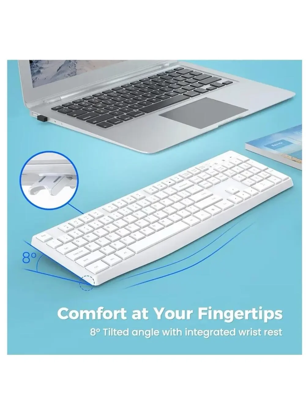 Lovaky Wireless Keyboard, 2.4G Ergonomic Wireless Computer Keyboard
